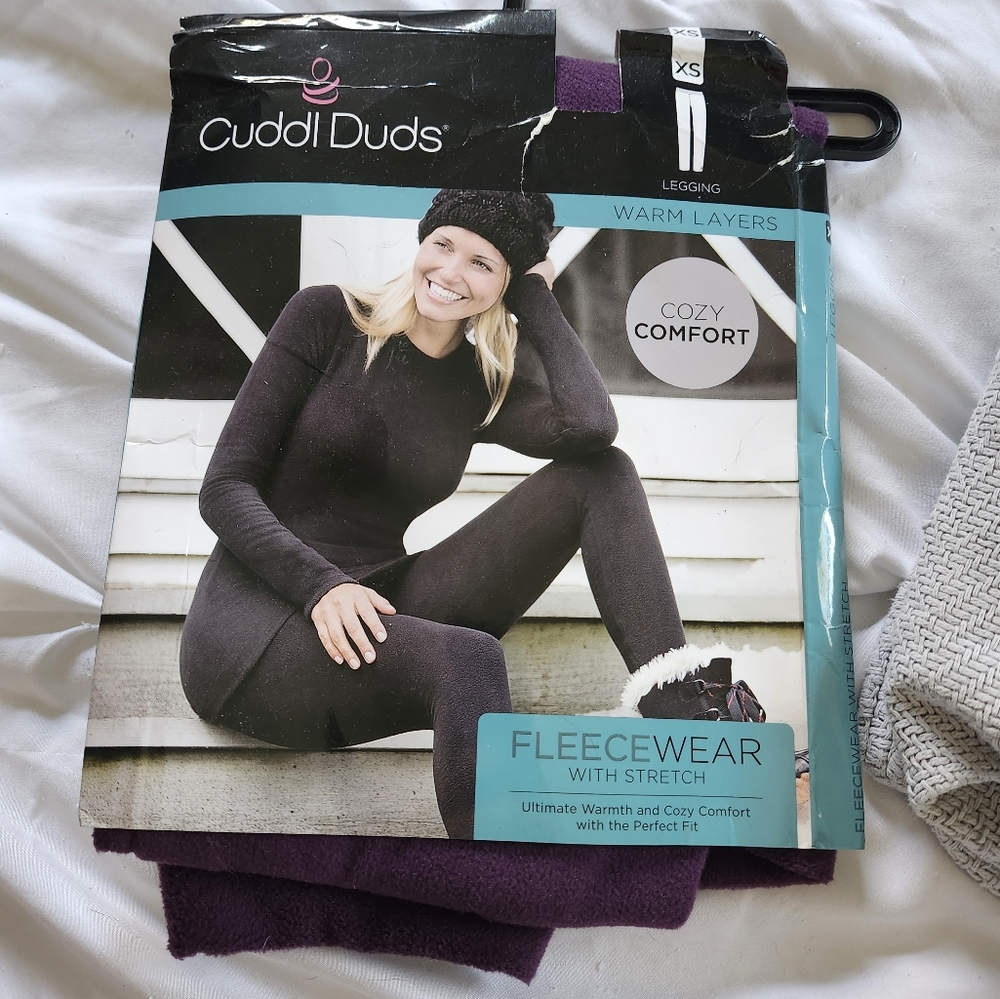 Cuddl Duds Fleecewear Stretch Purple Beet Leggings XS